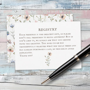 Carte D'accompagnement Pile de livres baby shower aquarelle, fleur sauvag