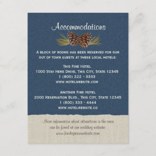 Carte D'accompagnement Pine Cones et Burlap Info Card Marine Blue