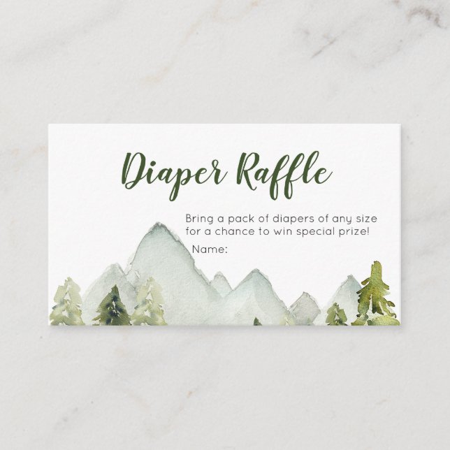 Carte D'accompagnement Pine Tree Aventure Baby shower Déchets Raffle (Devant)