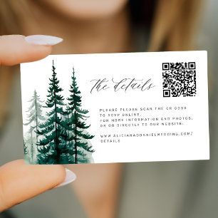 Carte D'accompagnement Pine tree forest QR code mariage détails du site w