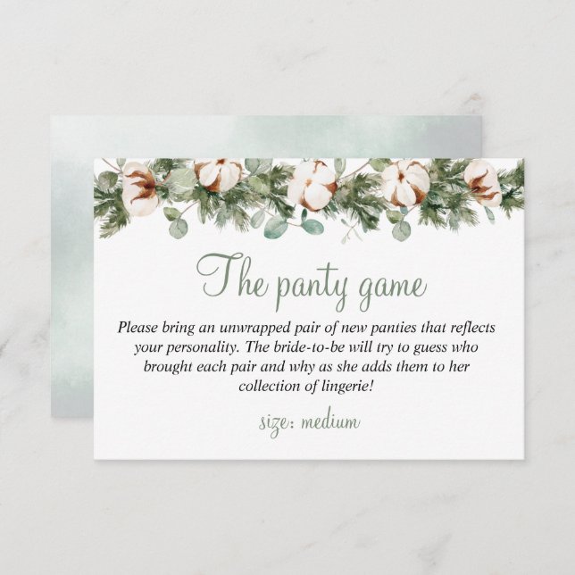 Carte D'accompagnement Pine Winter Fête des mariées Le jeu de la culotte  (Devant / Derrière)