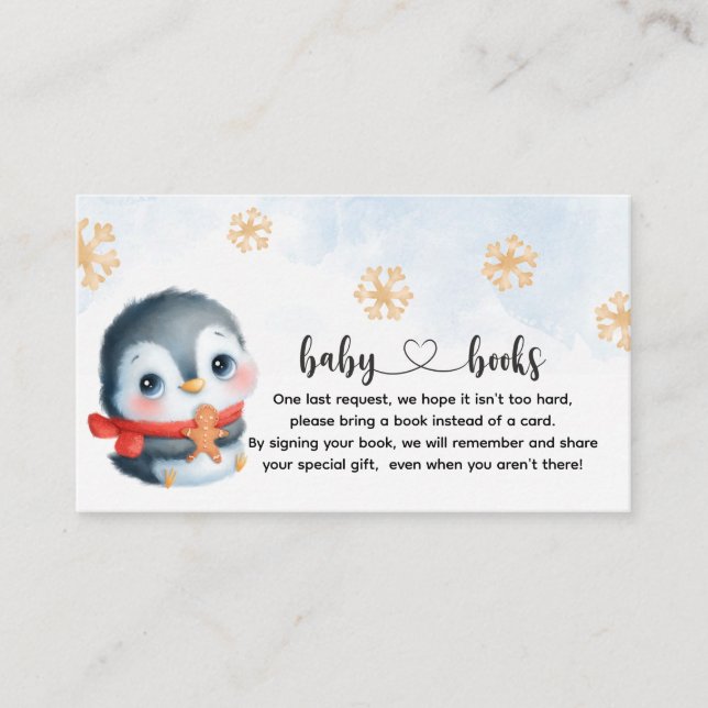 Carte D'accompagnement Pingouin bébé Noël mignonne Demande de réservation (Devant)