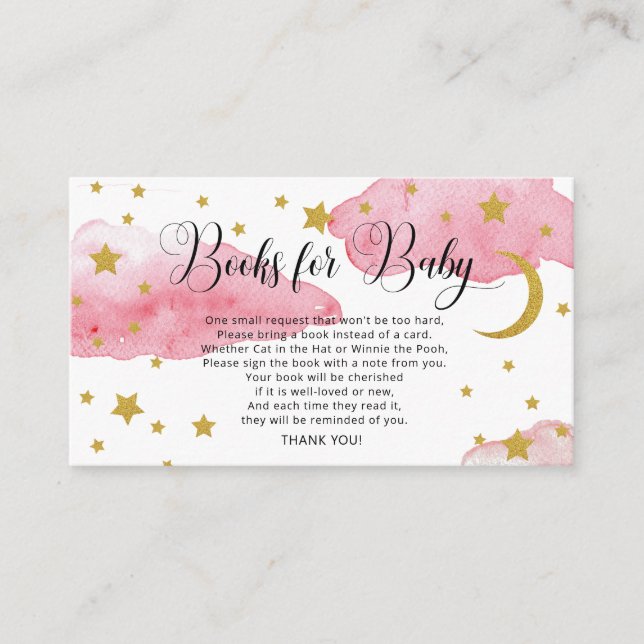 Carte D'accompagnement Pink and Gold Over the Moon Book (Devant)