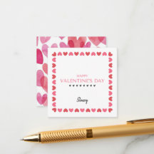 Pink and Red Heart Square Enclosure Valentine Card