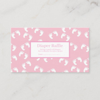Carte D'accompagnement Pink Baby Footprints Diaper Raffle Baby Shower