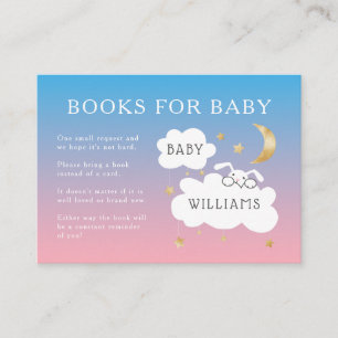 Carte D'accompagnement Pink Blue Stars Bunny Baby shower Demande de réser