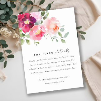 Carte D'accompagnement Pink Blush Bourgogne Rose Aquarelle Mariage Détail
