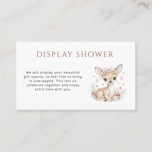 Carte D'accompagnement Pink Blush Woodland Deer Girl Display Shower (Devant)