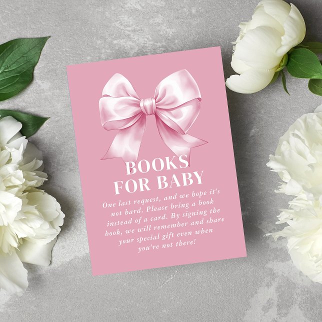 Carte D'accompagnement Pink Bow Baby Girl Elegant Books for Baby (Pink Bow Baby Girl Elegant Books for Baby Enclosure Card)