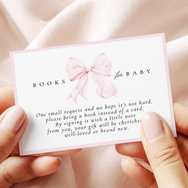Carte D'accompagnement Pink Bow Baby Shower Books for Baby Card (Créateur téléchargé)