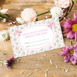 Carte D'accompagnement Pink Bow Combien De Baisers Jeu De Mariage