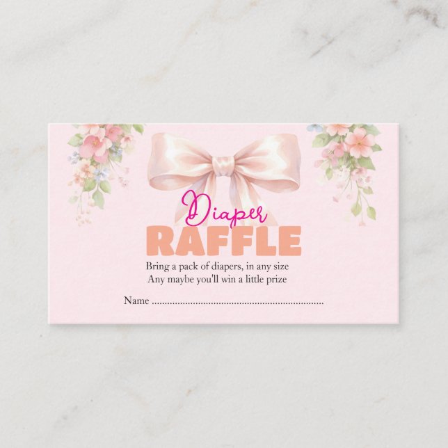 Carte D'accompagnement Pink Bow Coquette Floral Baby Girl Baby Shower (Devant)