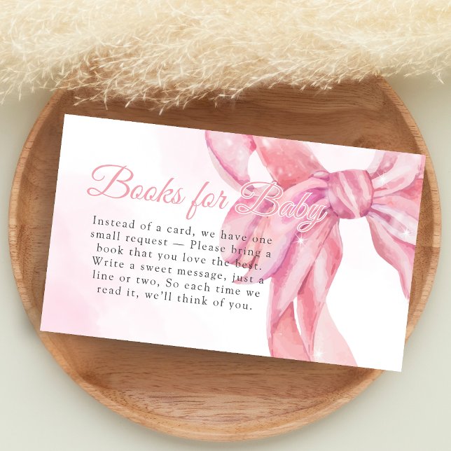 Carte D'accompagnement Pink Bow Girl Baby Shower Books for Baby (Pink Bow Coquette Girl Baby Shower Books for Baby)