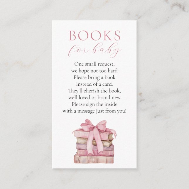 Carte D'accompagnement Pink Bow Girl Books for Baby insert card (Devant)