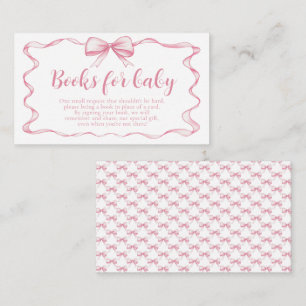 Carte D'accompagnement Pink Bow Girl Ribbon Baby shower Livres pour bébé