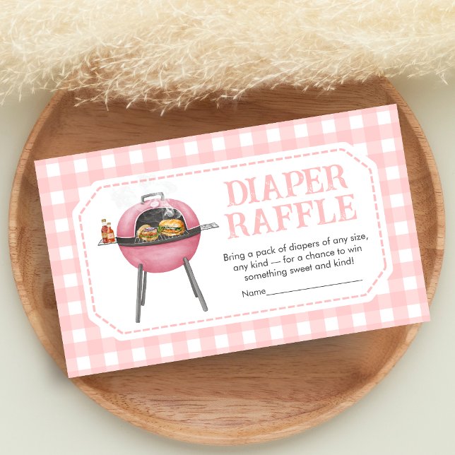Carte D'accompagnement Pink Burger BBQ Baby Shower Diaper Raffle (Bun and Burgers Baby Shower Diaper Raffle)