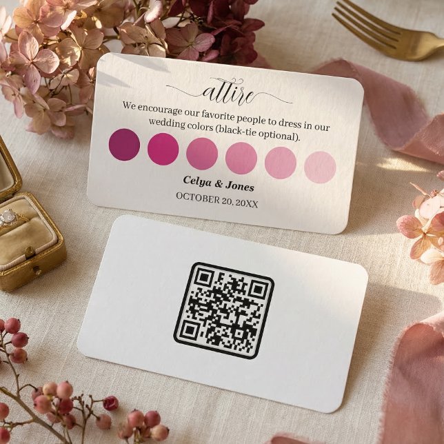 Carte D'accompagnement PINK Code vestimentaire pour une tenue de mariage  (PINK Fall Wedding Attire Dress Code Palette Enclosure Card)