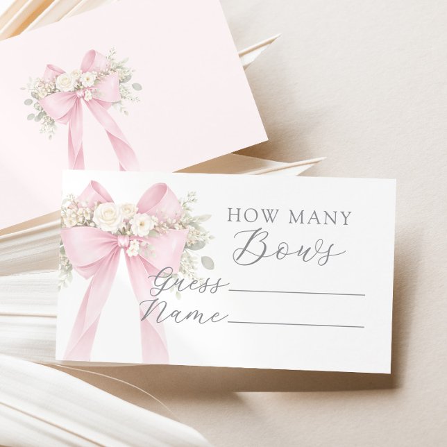 Carte D'accompagnement Pink Coquette Bow How Many Bows Baby shower game (Créateur téléchargé)