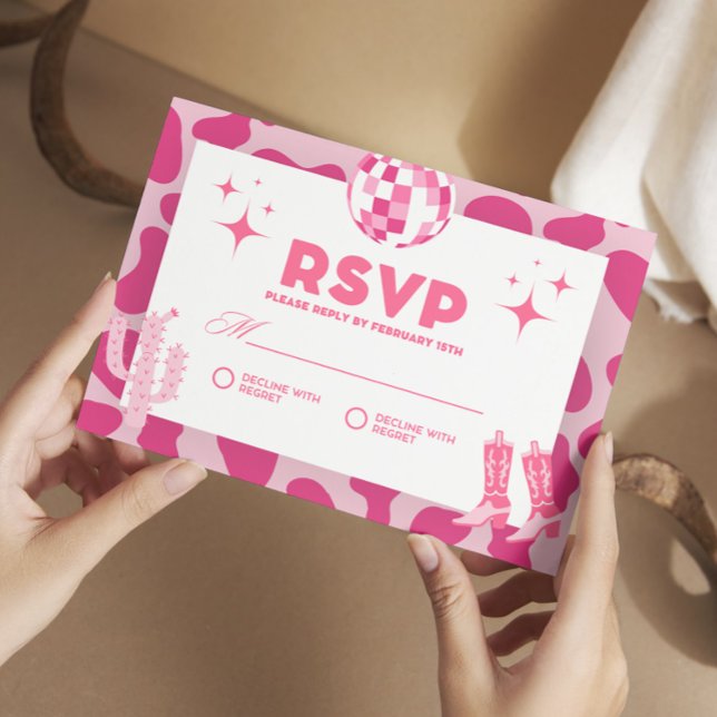 Carte D'accompagnement Pink Cowgirl Disco Rejoignez-Nous RSVP (Créateur téléchargé)