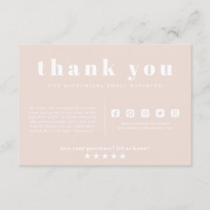 Carte D'accompagnement Pink Earth Tones Merci Commande Petites entreprise