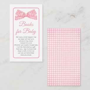 Carte D'accompagnement Pink En vichy vérifier Bow Baby shower Livres pour