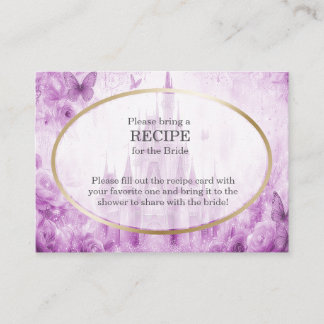 Carte D'accompagnement Pink Fairytale Castle Bridal Shower Recipe Request