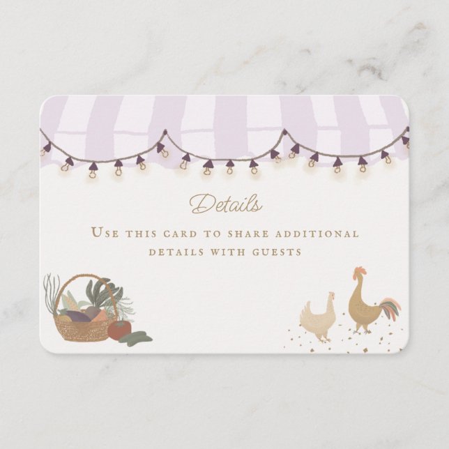 Carte D'accompagnement Pink Farmers Market Farm Détails frais Insérer (Devant)