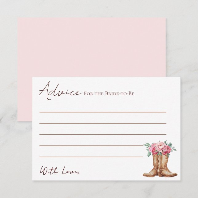 Carte D'accompagnement Pink Floral Cowgirl Shower Advice for the Bride (Devant / Derrière)