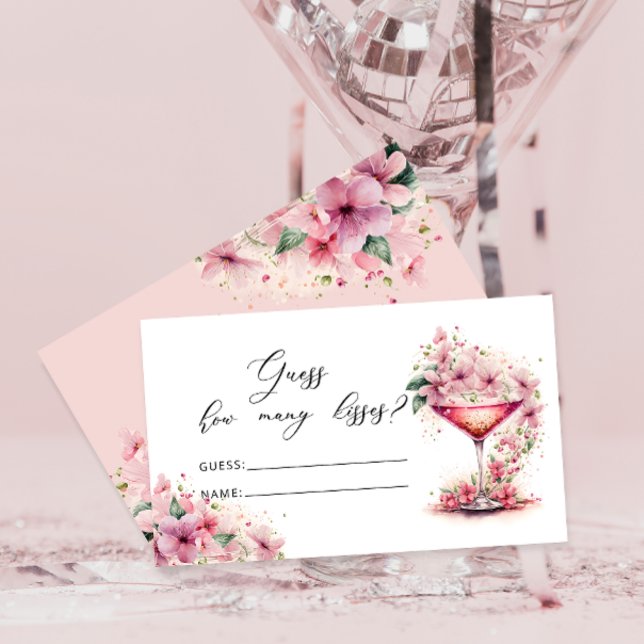 Carte D'accompagnement Pink Floral Devine combien de baisers jeu nuptiale (Créateur téléchargé)