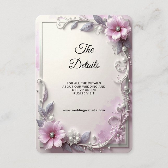 Carte D'accompagnement Pink Floral Frame Detail Enclosure (Devant)