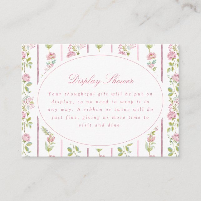 Carte D'accompagnement Pink Floral Grandmillennial Bridal Shower (Devant)