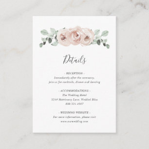 Carte D'accompagnement Pink Floral Sage Vert Dusty Rose Mariage