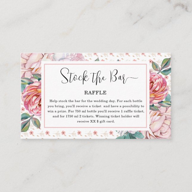 Carte D'accompagnement Pink Floral Stock the bar Bridal Shower  (Devant)