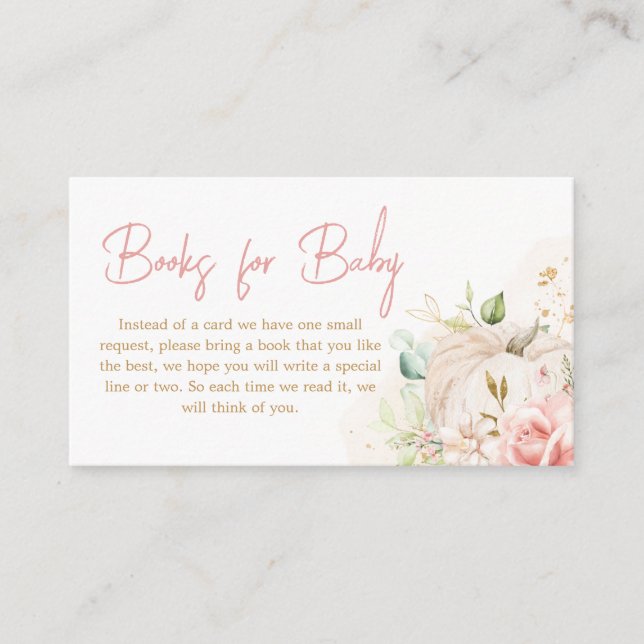 Carte D'accompagnement Pink Floral Sweet Little Citrouille Livres pour bé (Devant)
