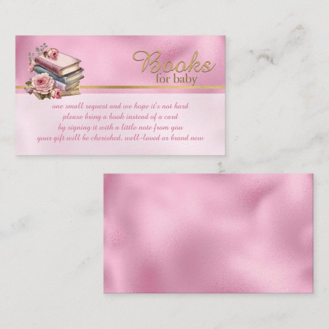 Carte D'accompagnement Pink Foil Look et de beaux livres pour bébé (Devant / Derrière)