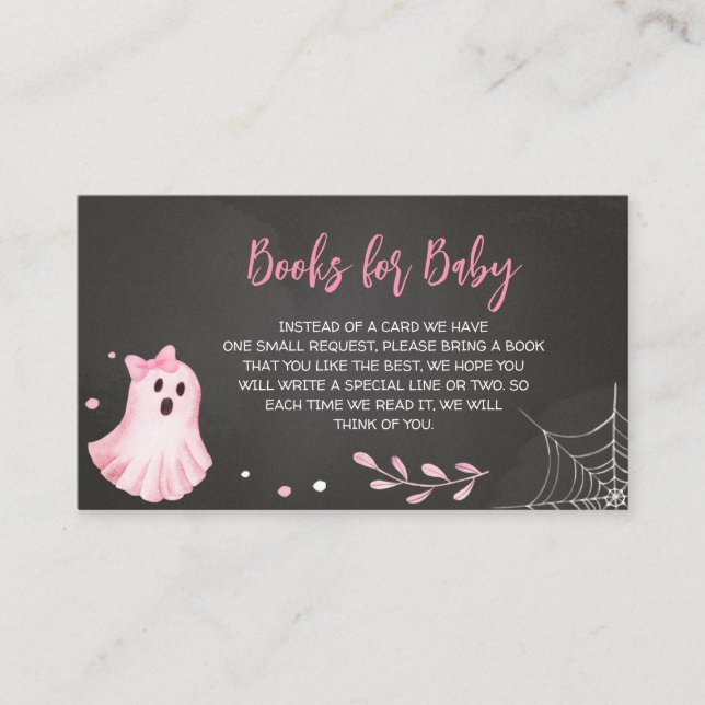 Carte D'accompagnement Pink Ghost Little Boo Baby showers Livres pour béb (Devant)