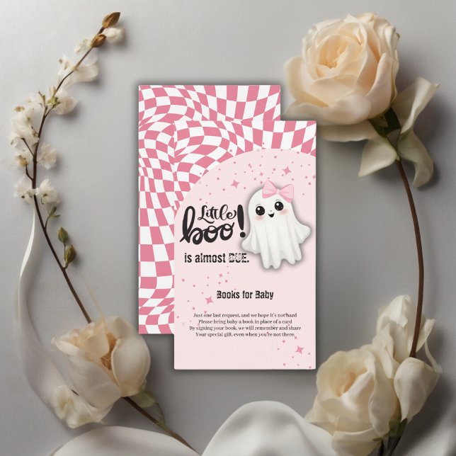 Carte D'accompagnement Pink Ghost Little Boo est presque dû Baby shower (Créateur téléchargé)