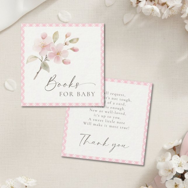 Carte D'accompagnement Pink Gingham Baby Shower Books For Baby (Créateur téléchargé)