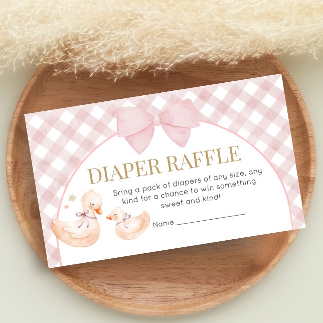 Carte D'accompagnement Pink Gingham Silly Goose Baby Shower Diaper Raffle (Silly Goose Baby Shower Diaper Raffle)