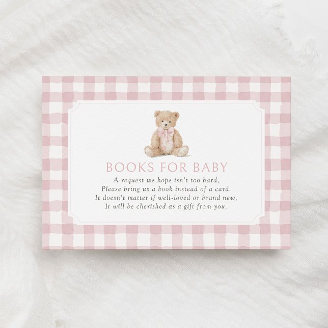 Carte D'accompagnement Pink Gingham Teddy Bear Books for Baby (Créateur téléchargé)