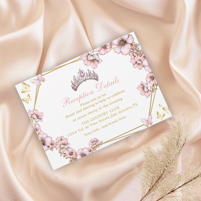 Carte D'accompagnement Pink Golden Tiara Butterfly Enclosure Card (Créateur téléchargé)