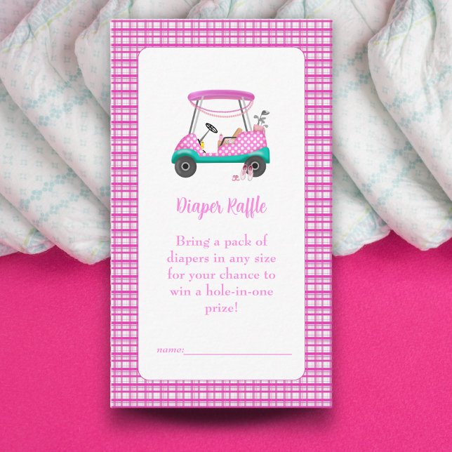 Carte D'accompagnement Pink Golf Panier Bébé fournitures Baby shower couc (Créateur téléchargé)
