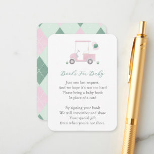 Carte D'accompagnement Pink Green Golf Part Baby shower Apporter Un Livre