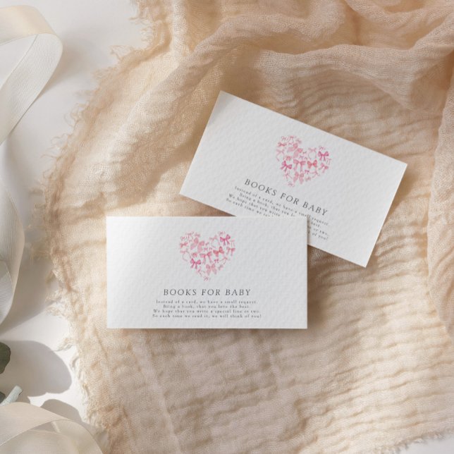 Carte D'accompagnement Pink Heart Bow Livres de Baby shower personnalisés (Créateur téléchargé)