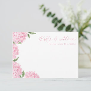Carte D'accompagnement Pink Hydrangea Flower Blooms Floral Advice Card