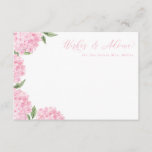 Carte D'accompagnement Pink Hydrangea Flower Blooms Floral Advice Card<br><div class="desc">Cette jolie carte florale présente des fleurs d'hydrangée aquarelle et votre texte personnalisé. Utilisez le modèle pour remplir vos informations. La fonction "Personnaliser plus loin" permet de modifier la police (taille,  style,  couleur),  d'ajouter des lignes de texte,  de modifier la disposition et d'ajouter du texte à l'arrière.</div>