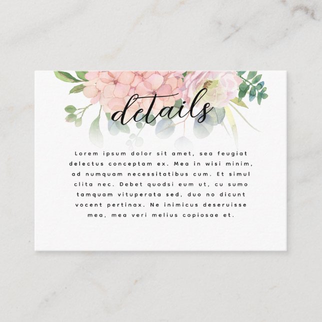 Carte D'accompagnement Pink Hydrangea Wedding (Devant)