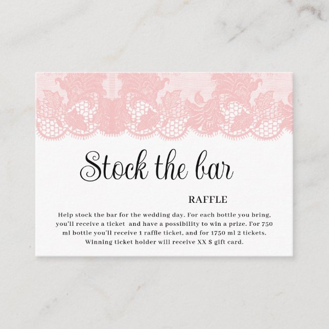 Carte D'accompagnement Pink Lace Stock the bar Bridal Shower  (Devant)