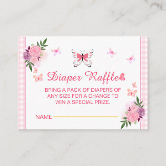 Carte D'accompagnement Pink Little Butterfly Baby Shower Diaper Raffle 