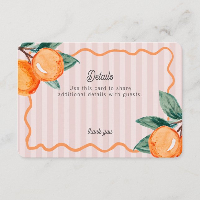 Carte D'accompagnement Pink Little Cutie Pastel Citrus Détails Insérer (Devant)